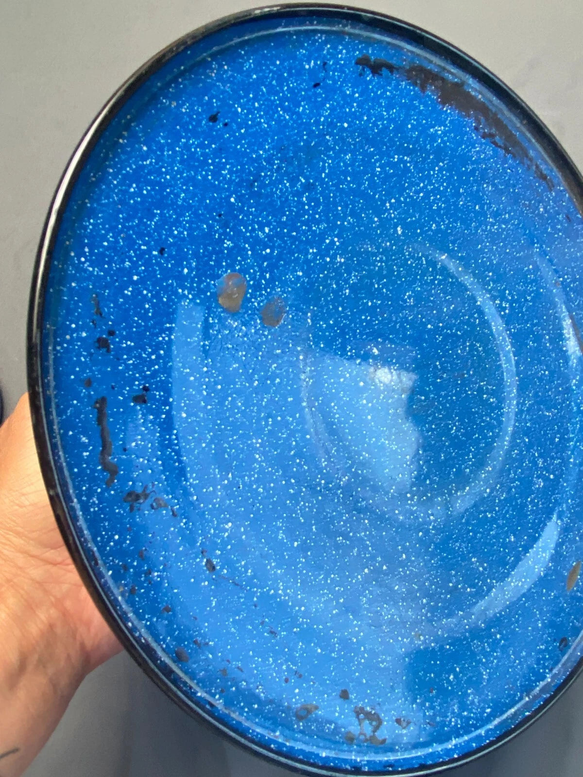 Vintage Cinsa Enamelware Blue Speckled Teapot Camping Country Kitchen Farm House