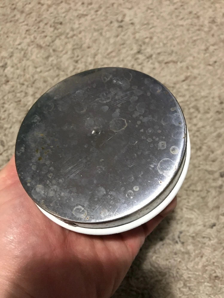 VINTAGE WHITE ENAMEL COFFEE POT Robin/ Blue Bird In A Cage