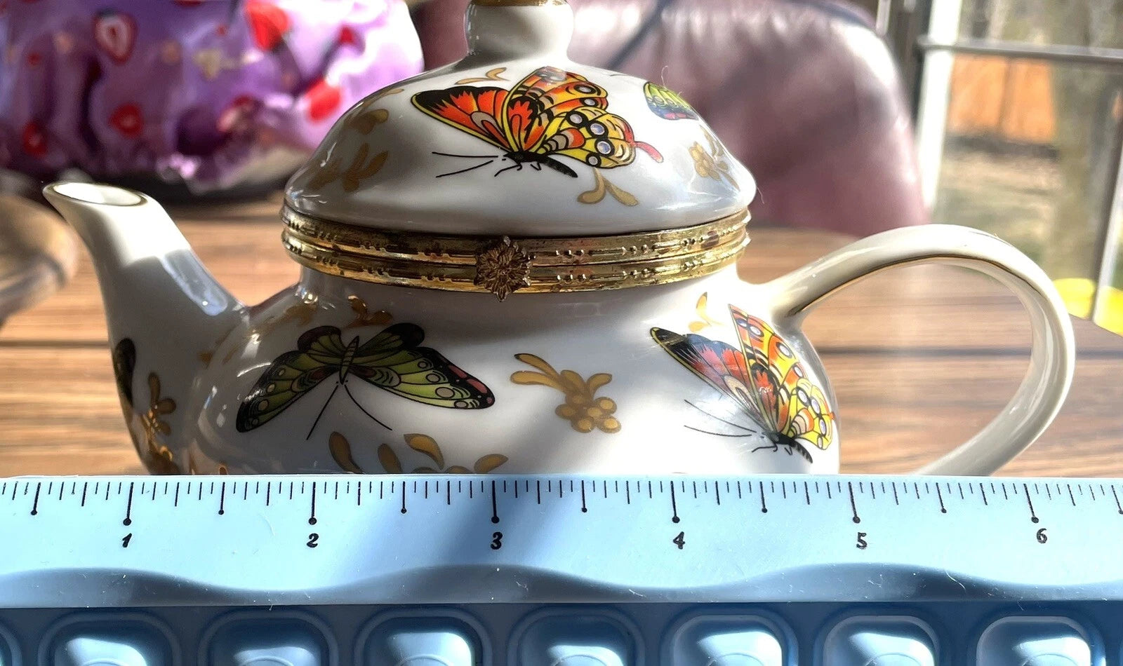 Formalities by Baum Bros Teapot Trinket Box Butterfly Theme