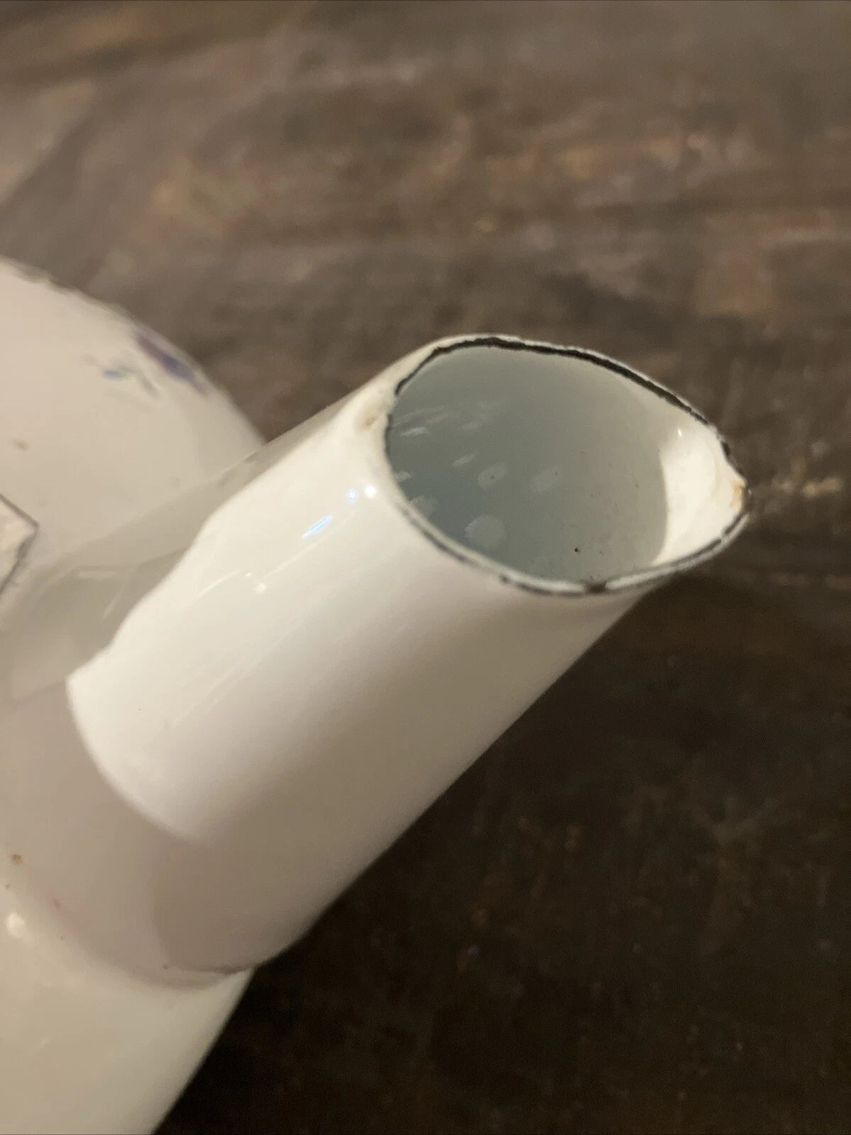 Vintage Enamel Metal Floral Teapot Kettle w/Wooden Knob & Handle