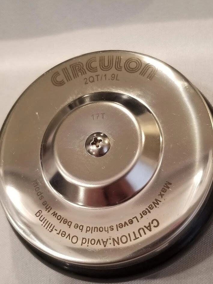 Circulon Whistling Tea Pot Kettle Black Enamel 2 Quart Lid Flip Spout Steel *