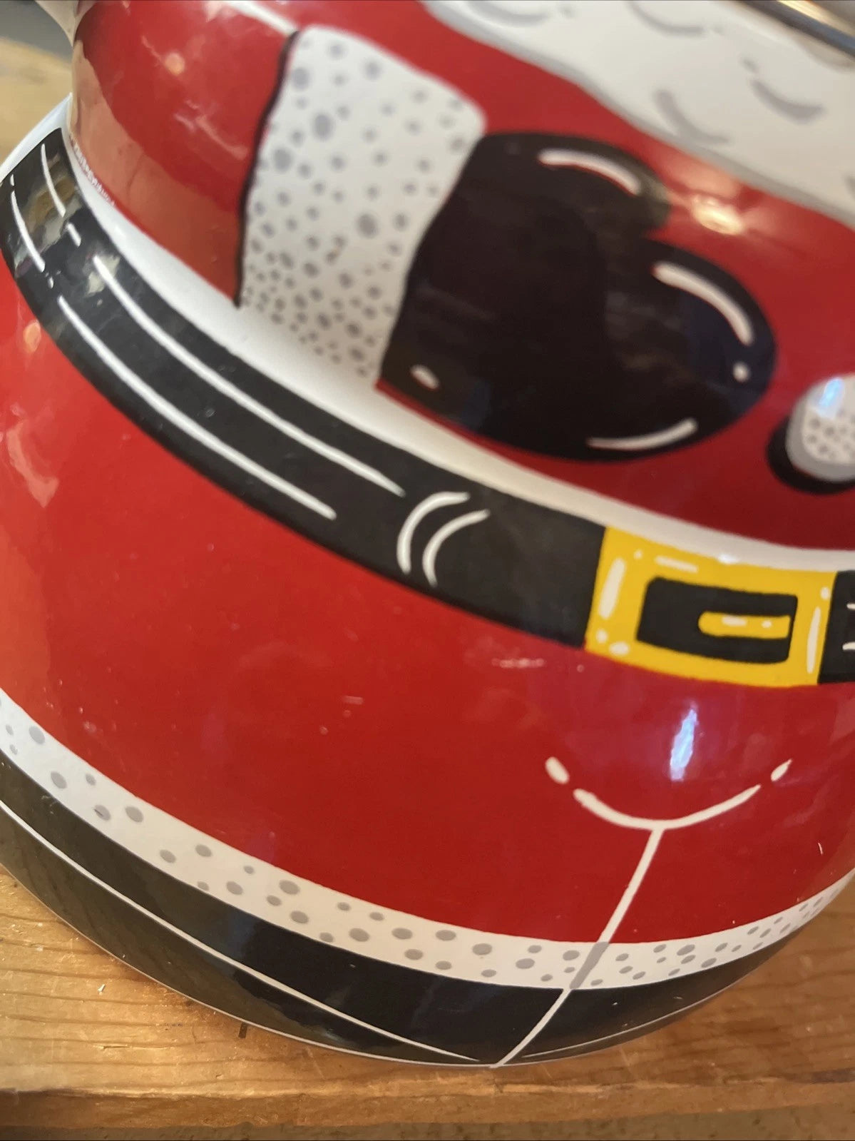 ROSCHO Jolly Santa Claus Enamel Whistling Tea Pot Kettle Holiday 3 Qt Christmas