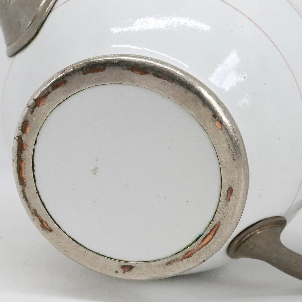 Antique American Manning, Bowman & Co. Pewter & Enamel Teapot c. 1880