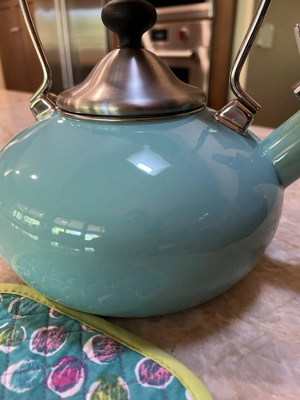 Chantal Classic Stovetop Tea Kettle Turquoise Whistling Teapot 1.8 qt