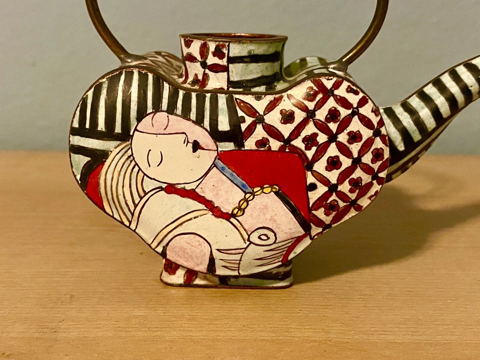 Vintage Empress Arts Enamel Mini Teapot Picasso Abstract Woman 1997 No Lid