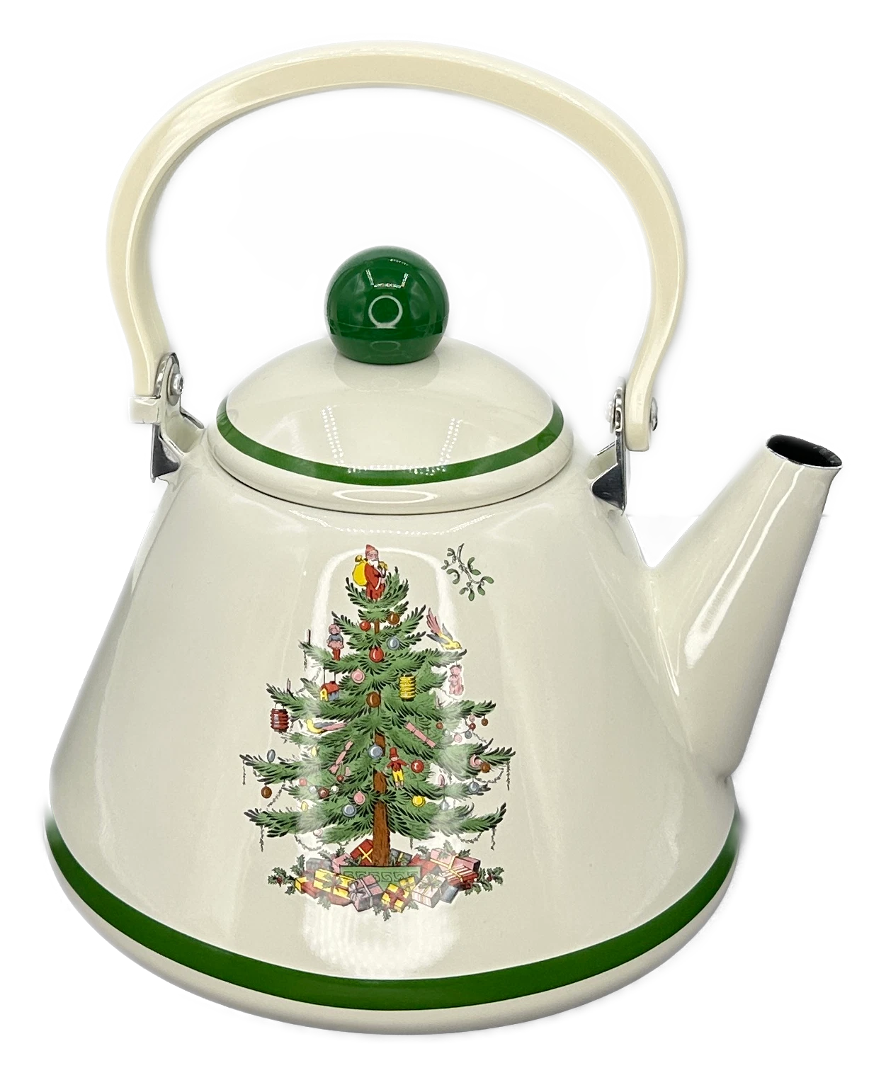 Spode Christmas Tree Metal Kettle and Lid Tea Pot 2.5 Qt VTG