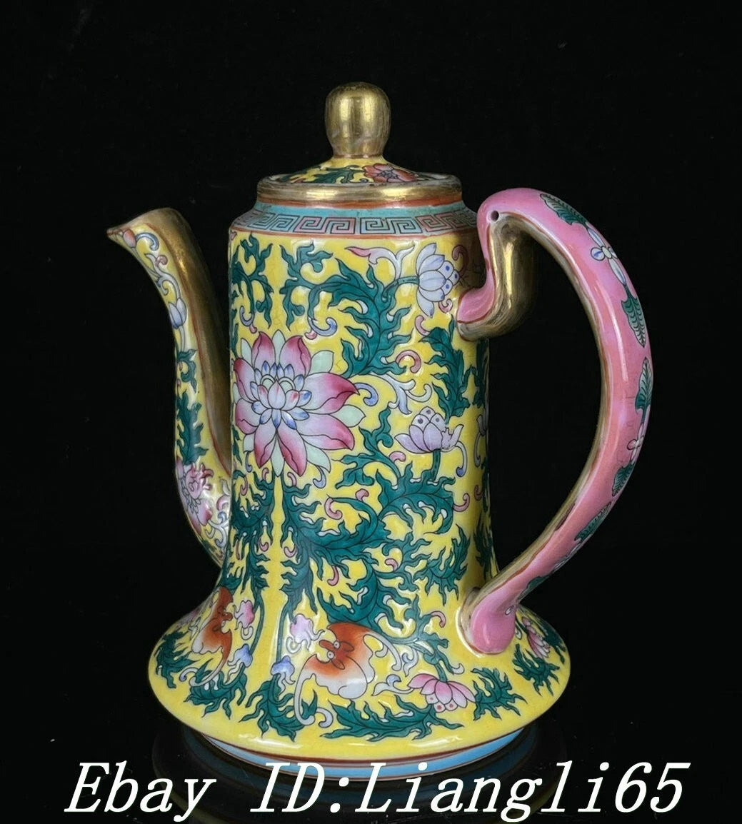5.7'' Old Dynasty Enamel Color Porcelain Gilt Flower Bat Wine Tea Pot Flagon-