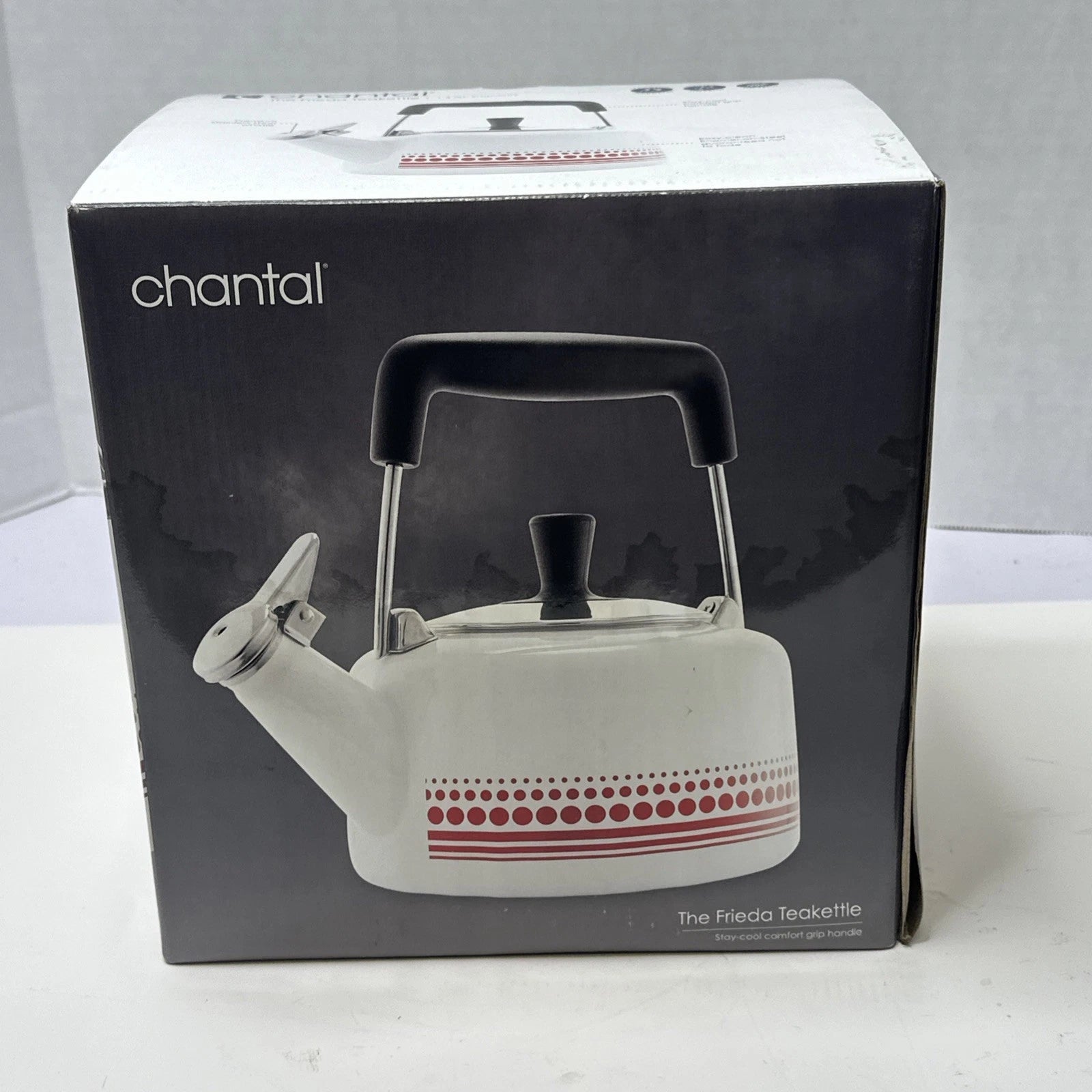 New Chantal Frieda Limited Edition White Enamel Stainless Steel Teakettle 1.4 QT