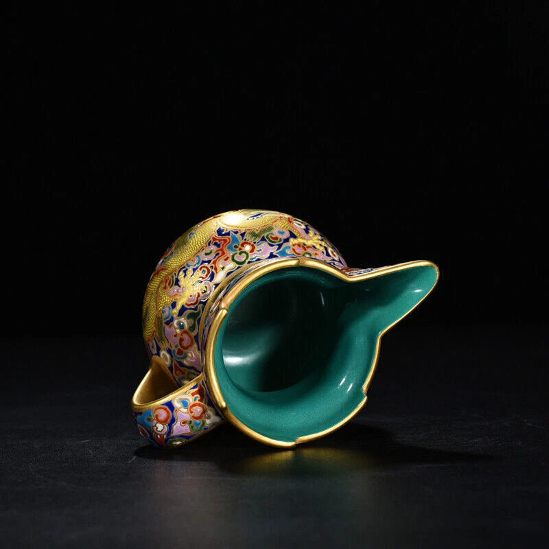 4.8" Chinese antique Qing Dynasty Qianlong Enamel Dragon pattern Monk hat pot