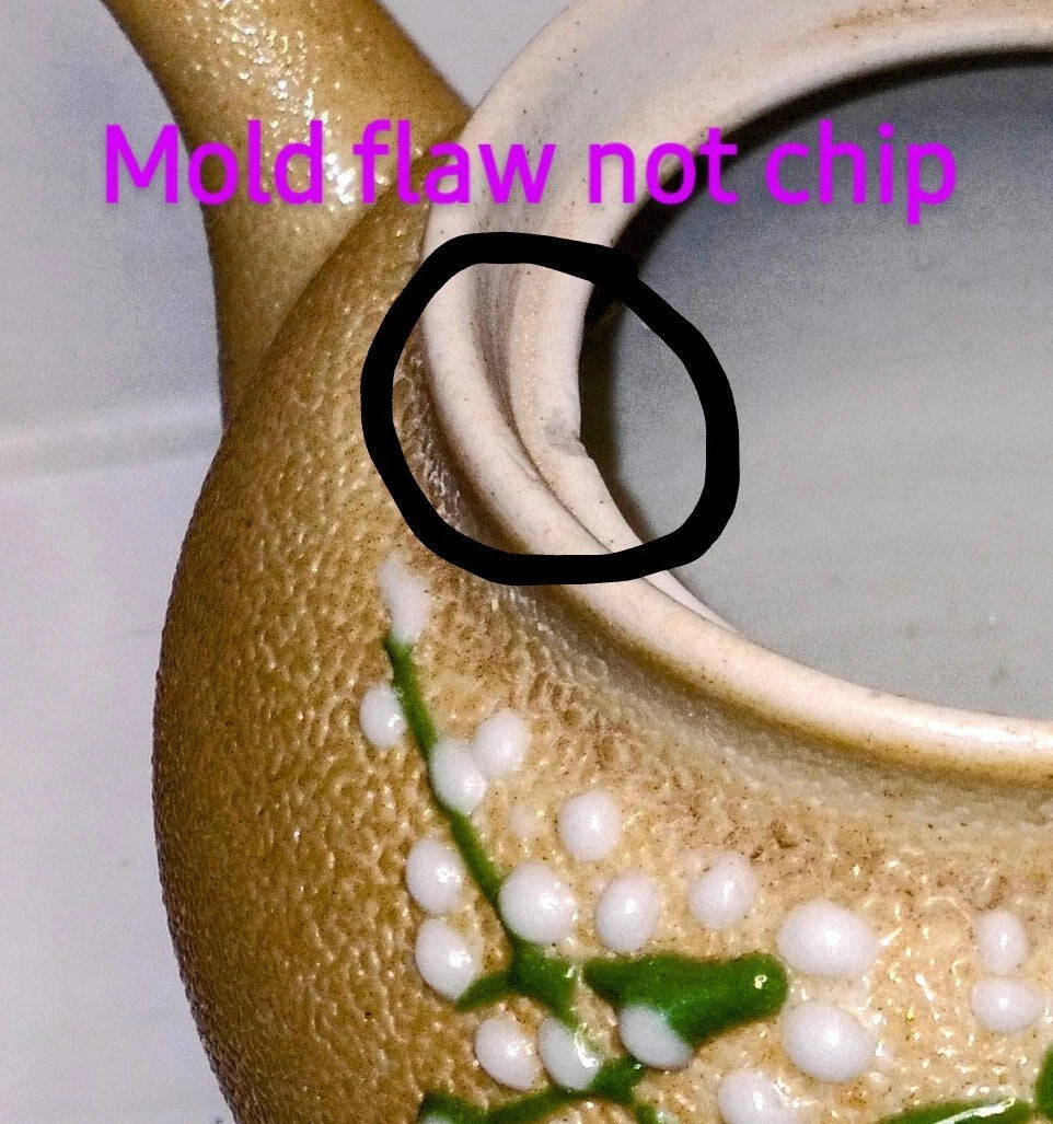 Vintage Japanese Teapot Orange Peel Enamel Chinoiserie