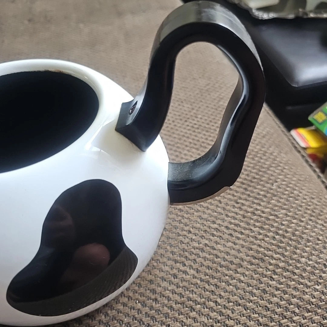 Vintage Cow Copco Teapot  10x9.5" Aluminum Lidded Holstein Head.