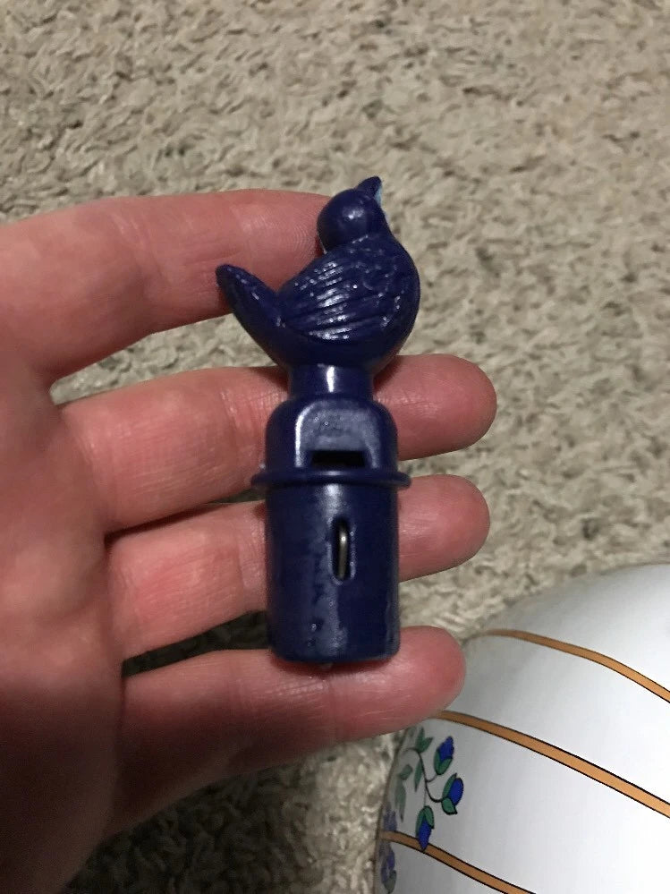 VINTAGE WHITE ENAMEL COFFEE POT Robin/ Blue Bird In A Cage