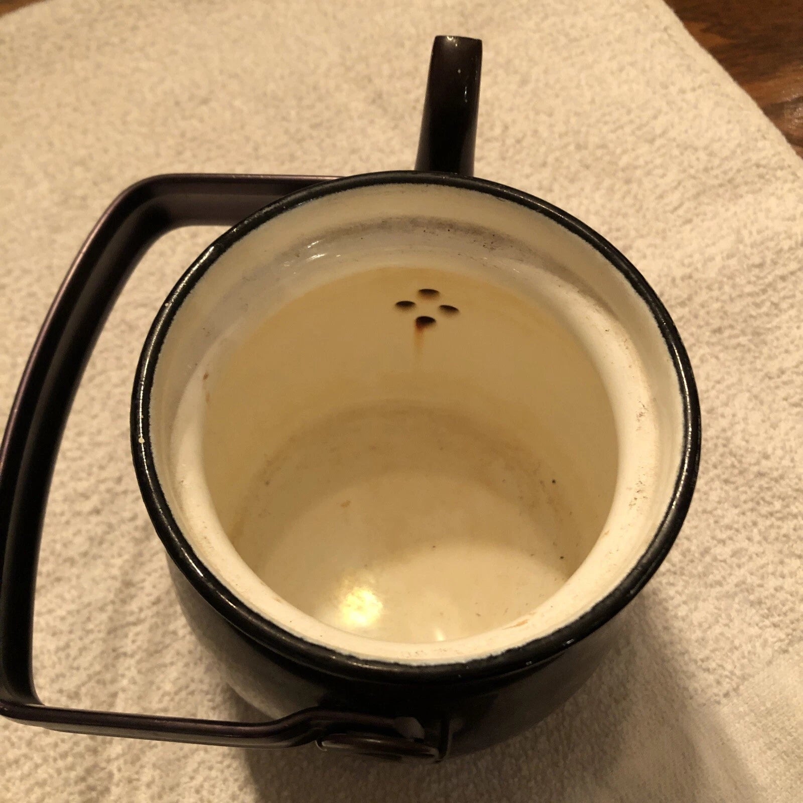 Small Brown Enamel Tea Kettle With Lid E