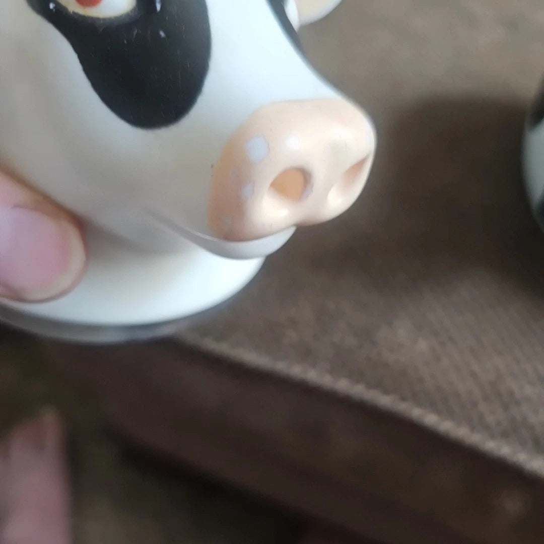 Vintage Cow Copco Teapot  10x9.5" Aluminum Lidded Holstein Head.