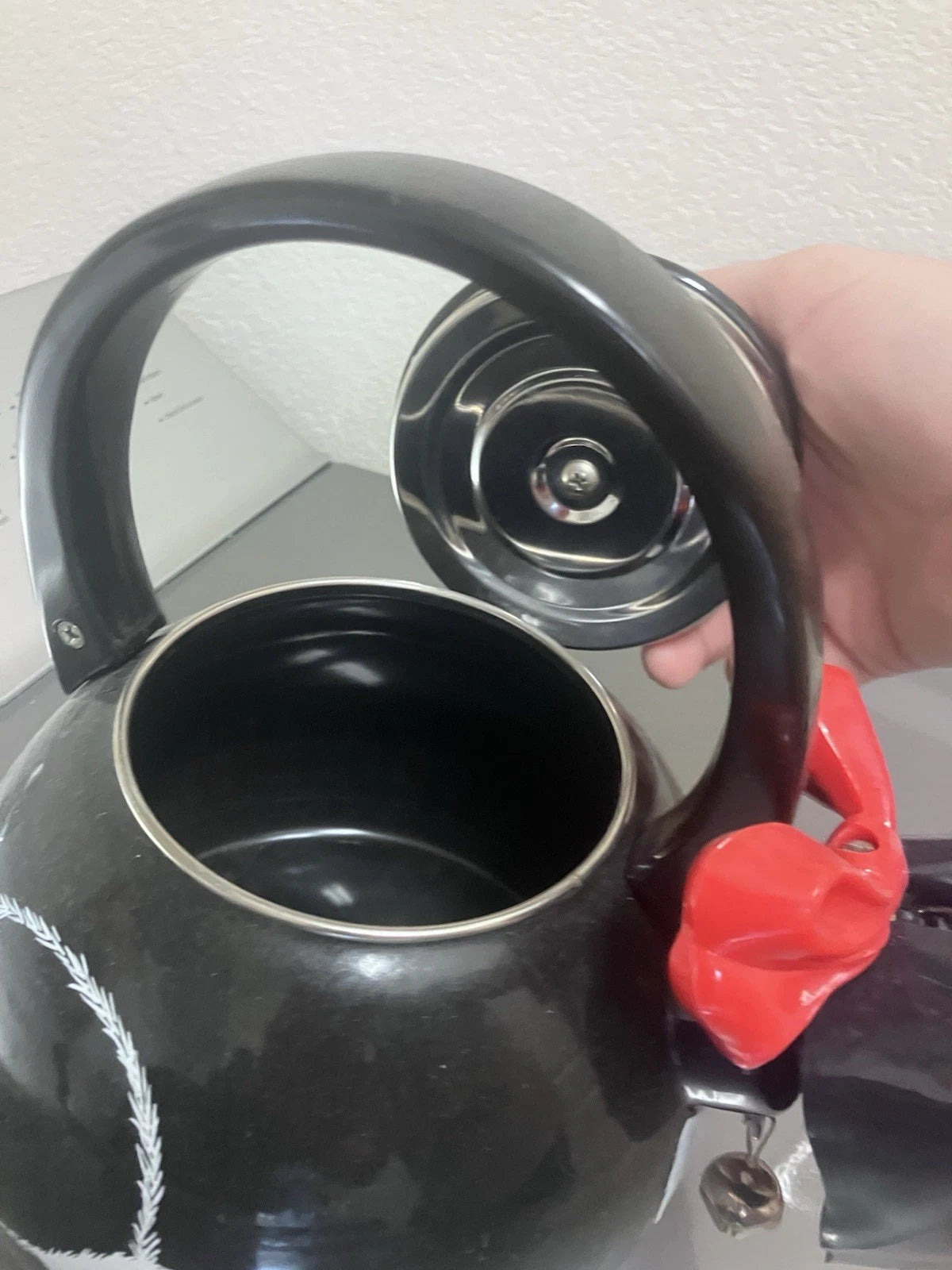 Vintage 1995 Ancona Black & White Cat Bow Tea Kettle Teapot