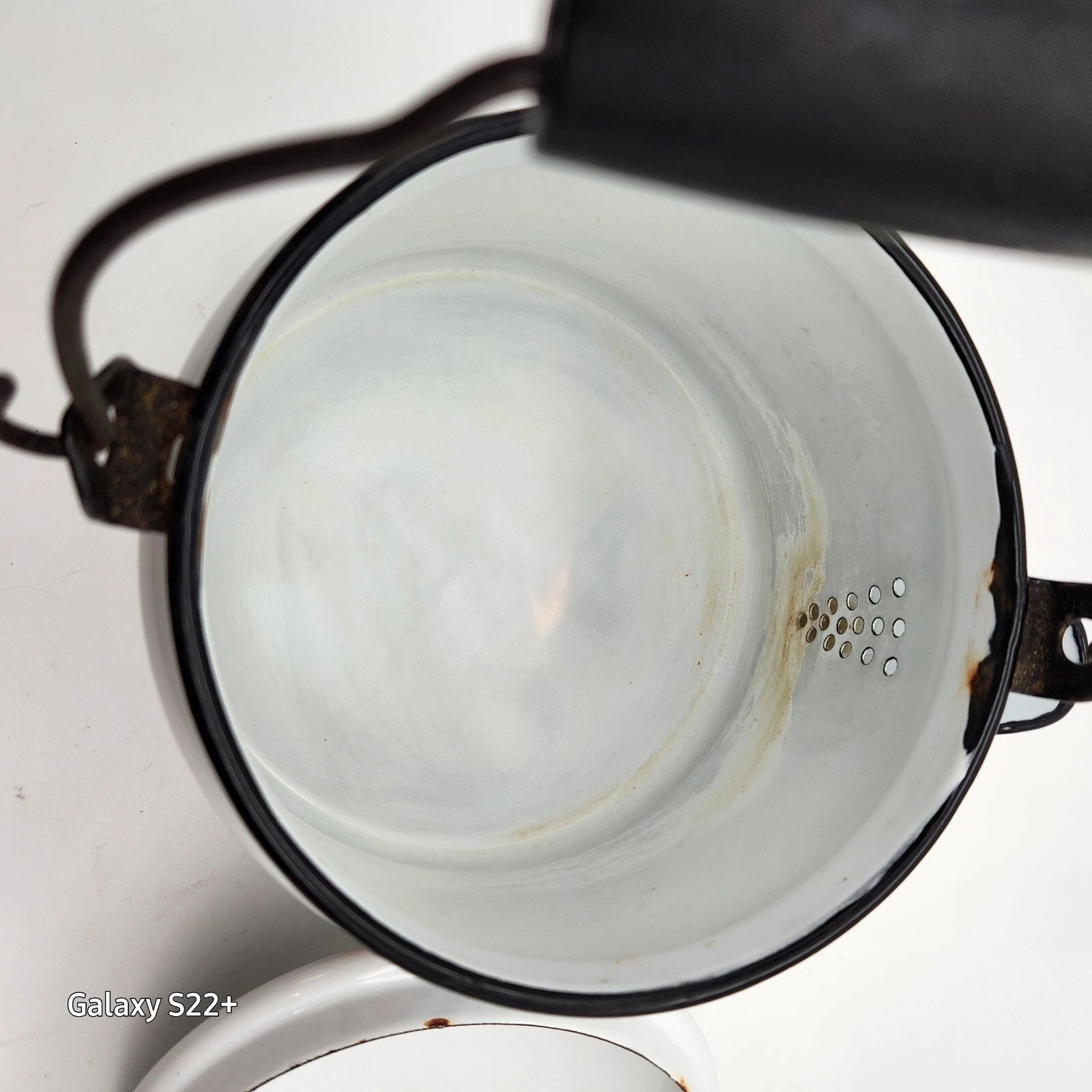 Swedish Scandinavian Tea pot Berggren Enamelware Rosemaling Folk Art Vintage