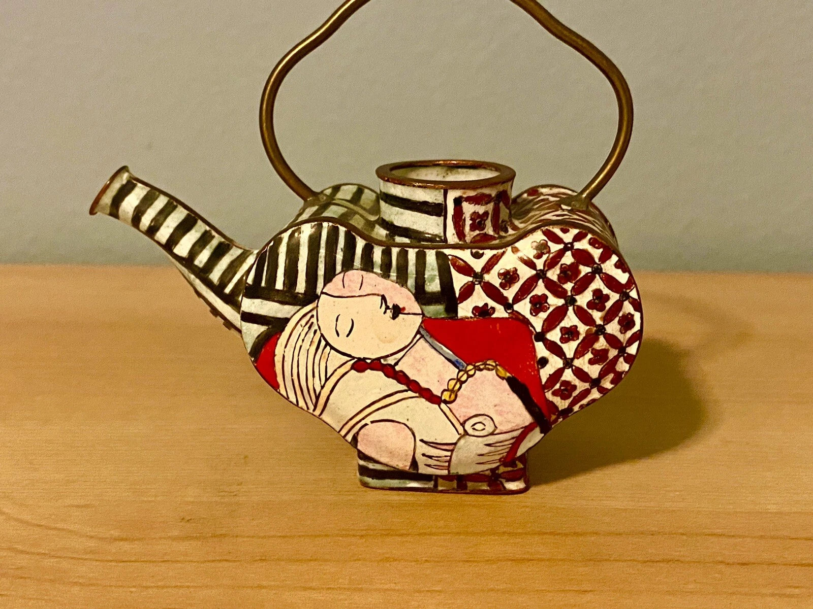 Vintage Empress Arts Enamel Mini Teapot Picasso Abstract Woman 1997 No Lid