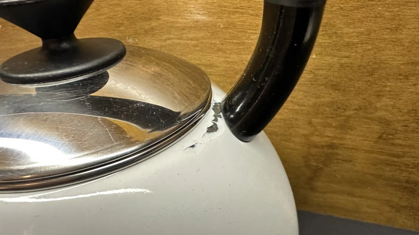 Vintage COPCO White Enameled Whistling Tea Kettle