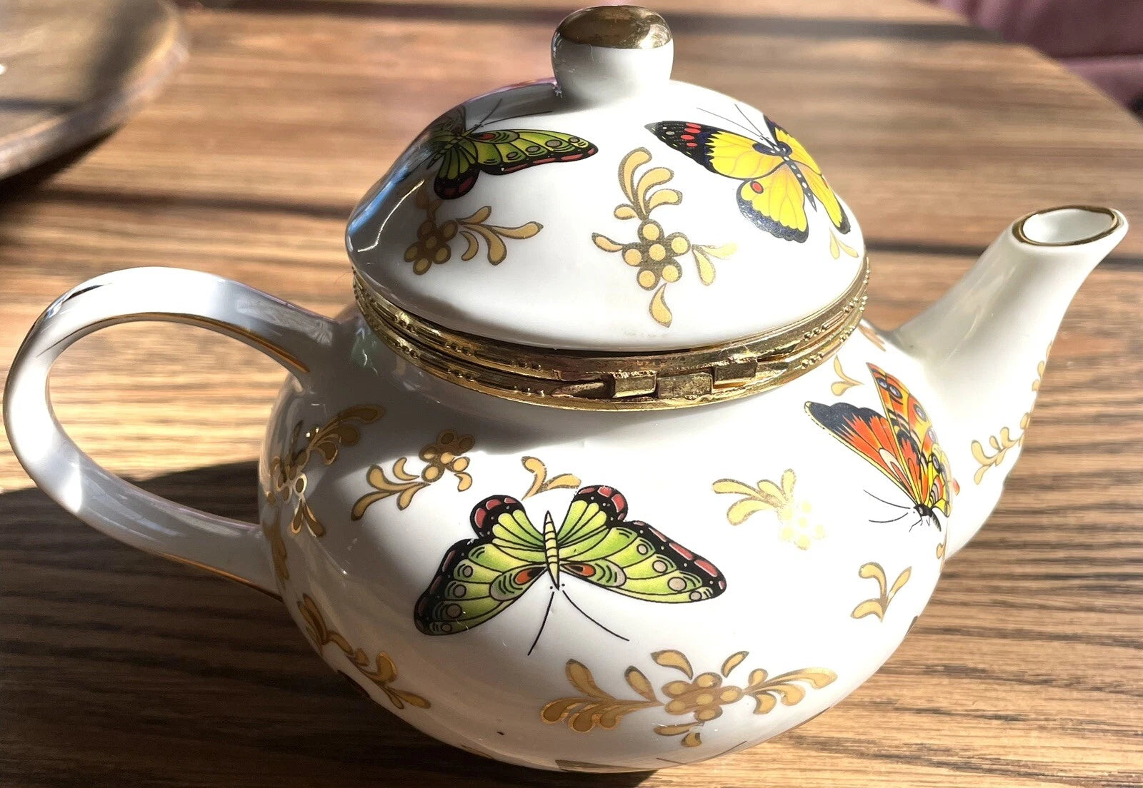 Formalities by Baum Bros Teapot Trinket Box Butterfly Theme