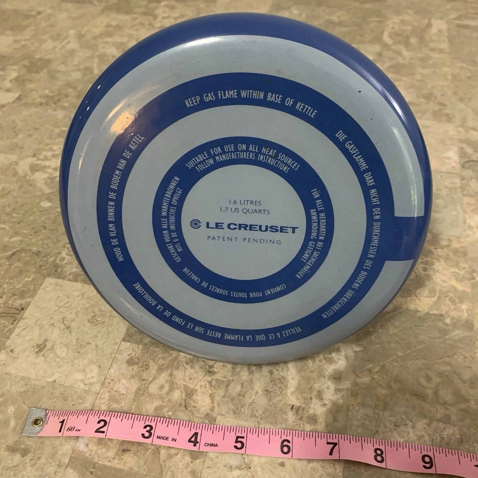 Le Creuset Whistling Tea Pot Kettle 1.6 L Liter 1.7 Qt Quart Blue Enamel Teapot!