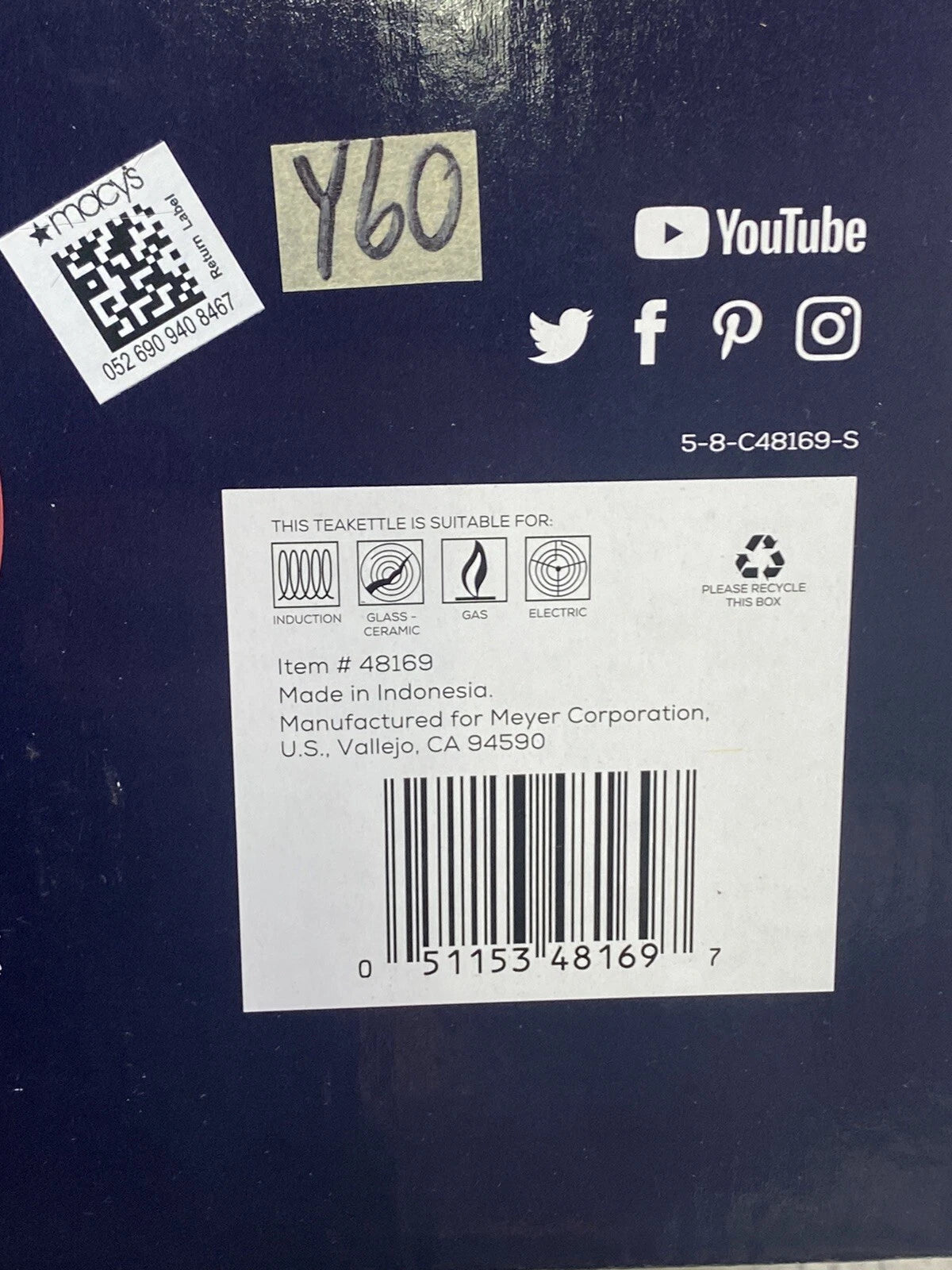 Circulon Enamel on Steel 2 Quart Whistling Teakettle - Cream Color New