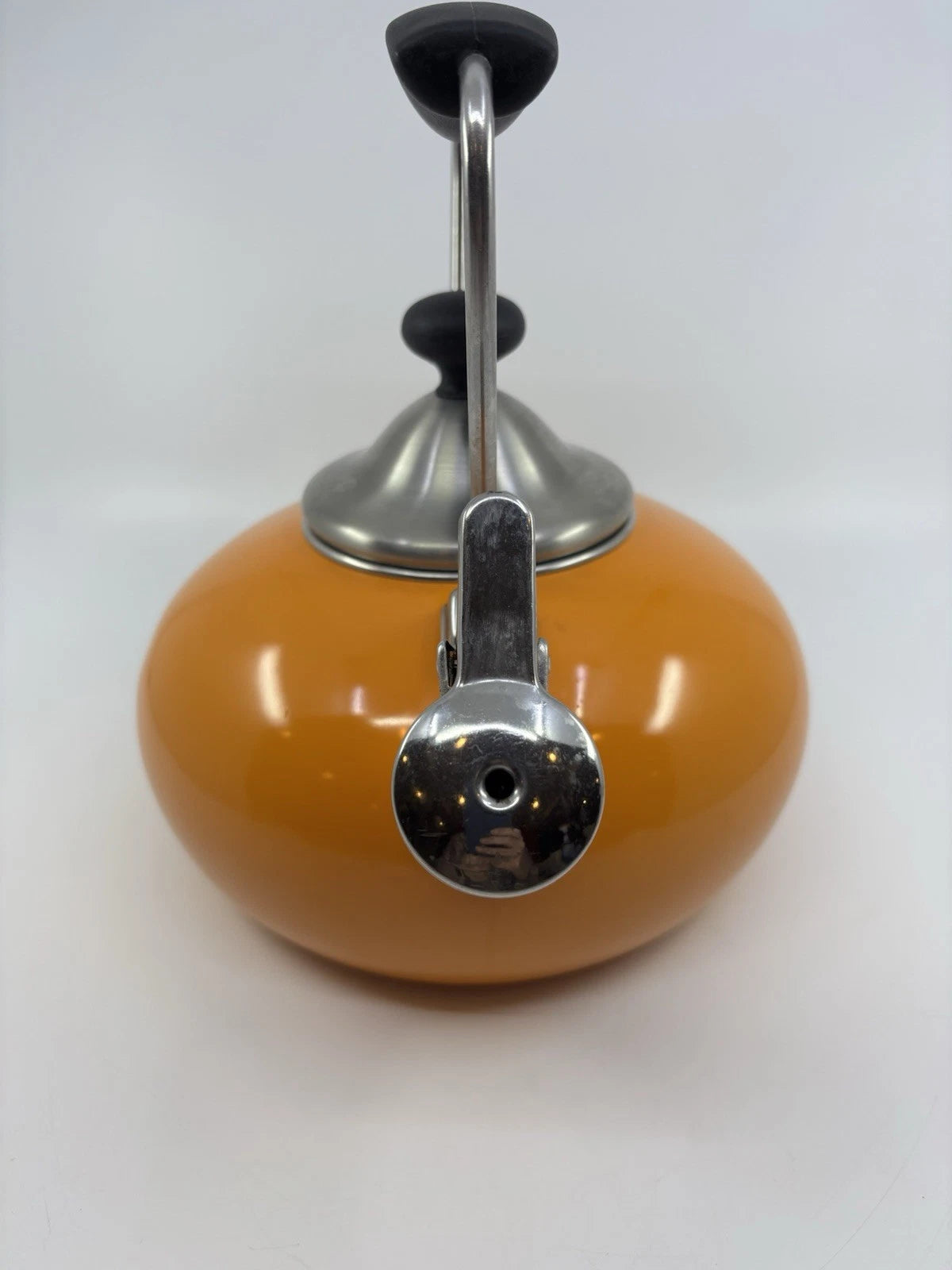 Chantal Orange Enamel on Steel Whistling Tea Kettle Pot 1.8 Quart Nice!