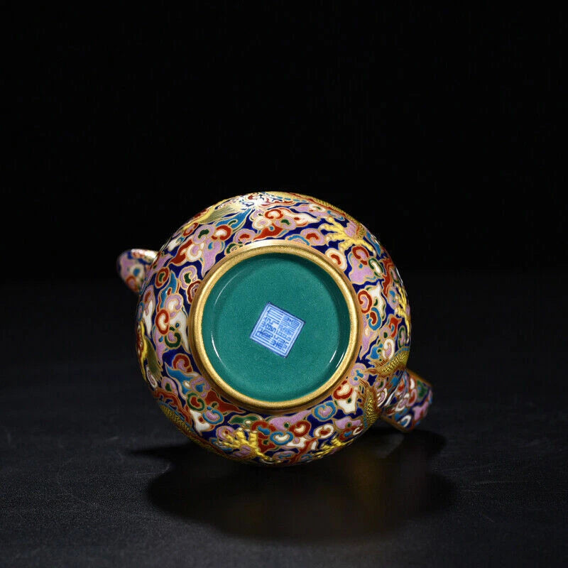 4.8" Chinese antique Qing Dynasty Qianlong Enamel Dragon pattern Monk hat pot