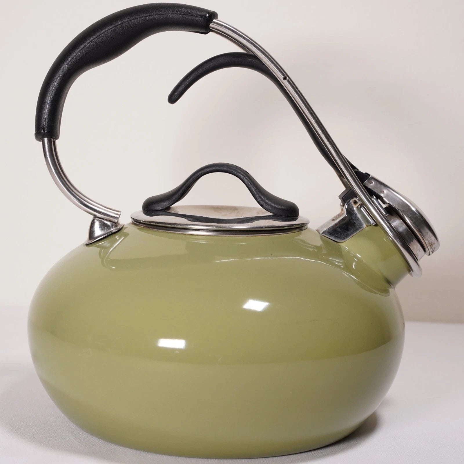 Chantal 2qt Tea Kettle Avocado Green Enamel On Steel MCM Vintage Style READ
