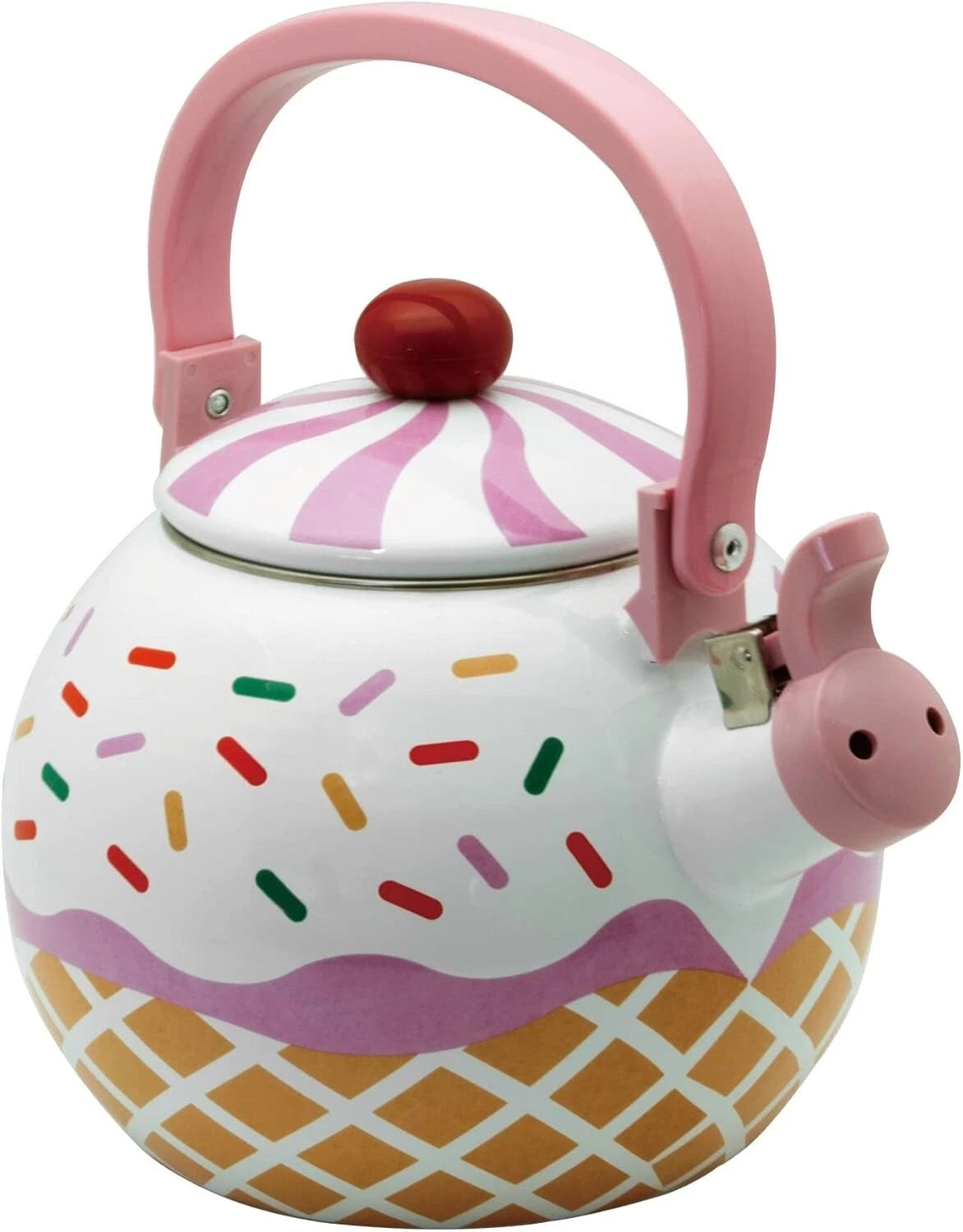 Enameled 1.7 Quart Enamel-on-Steel Whistling Tea Kettle ( Strawberry Cupcake )