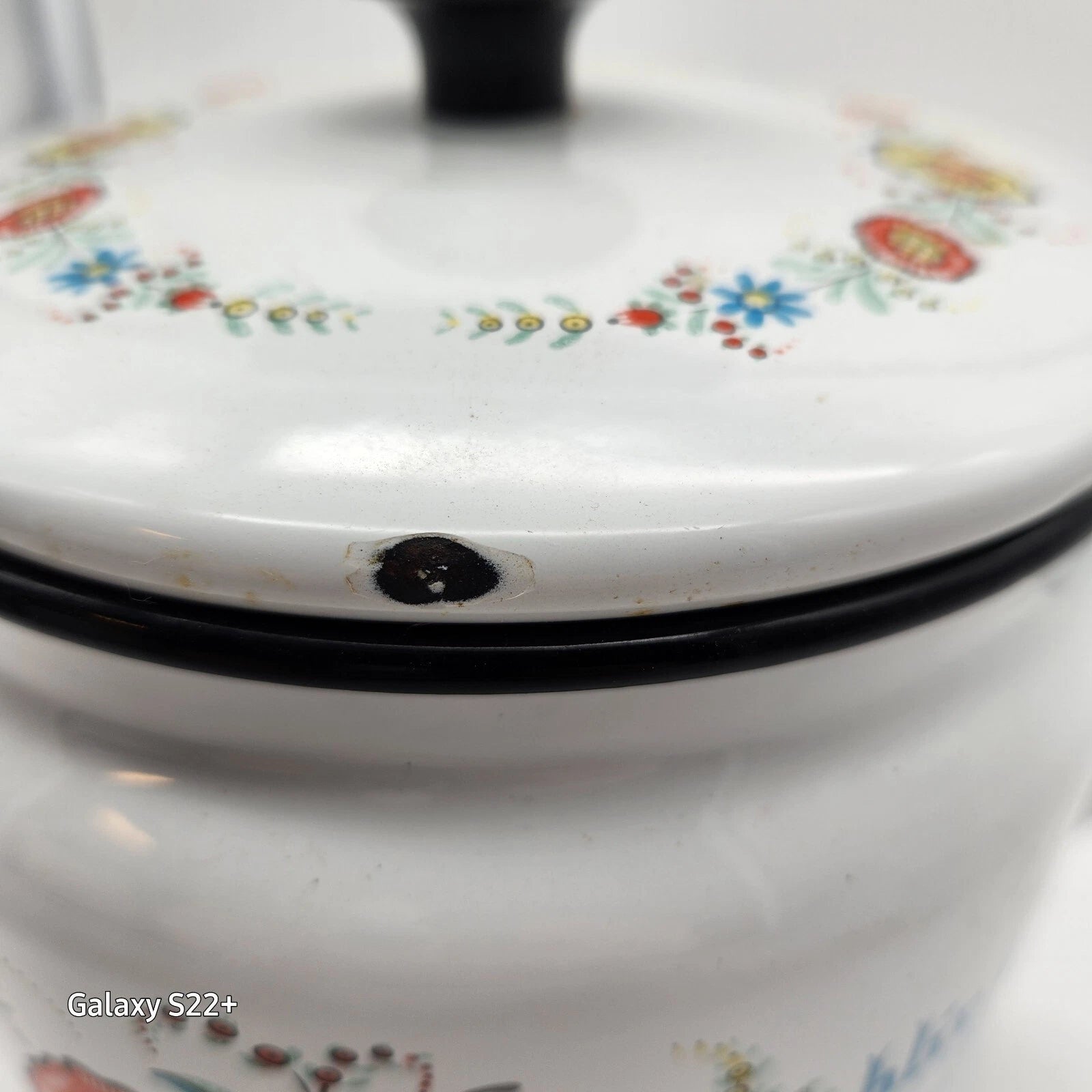 Swedish Scandinavian Tea pot Berggren Enamelware Rosemaling Folk Art Vintage