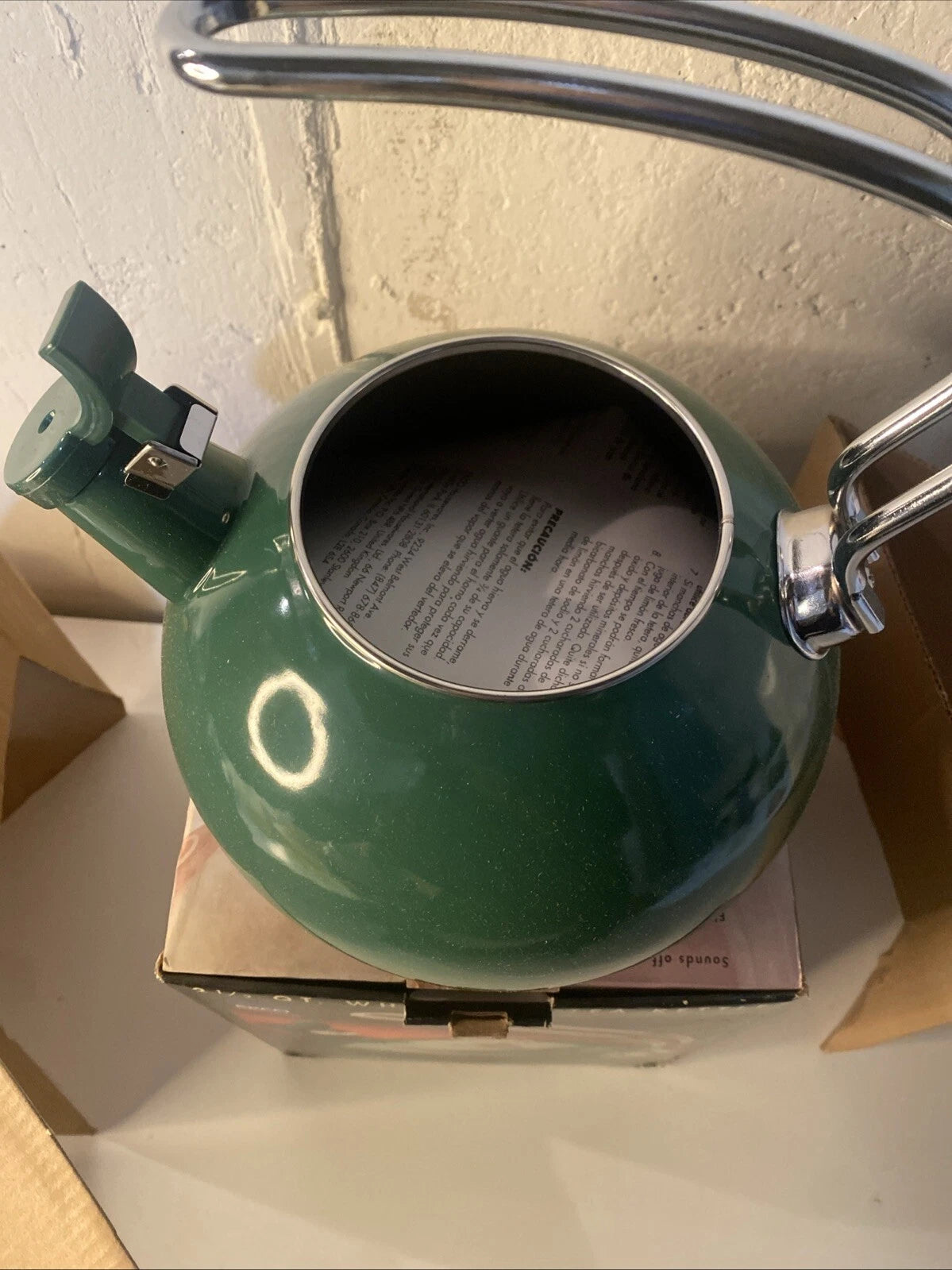 NEW EKCO TEA KETTLES Style Enamel on Steel Royal Green Whistling 2.5 Qt Ekco VTG