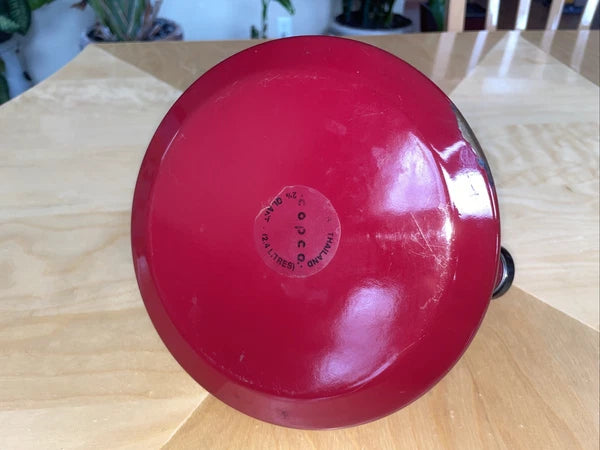 Vintage COPCO Red Enamel Teapot Tea Kettle Whistling MCM Mid Century Thailand