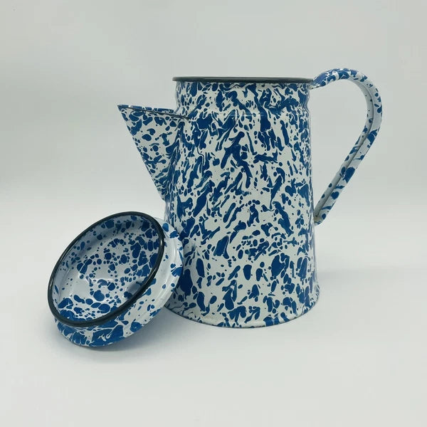 CGS International Inc. Fine Enamelware Blue white 8.5in Tea Pot 1986