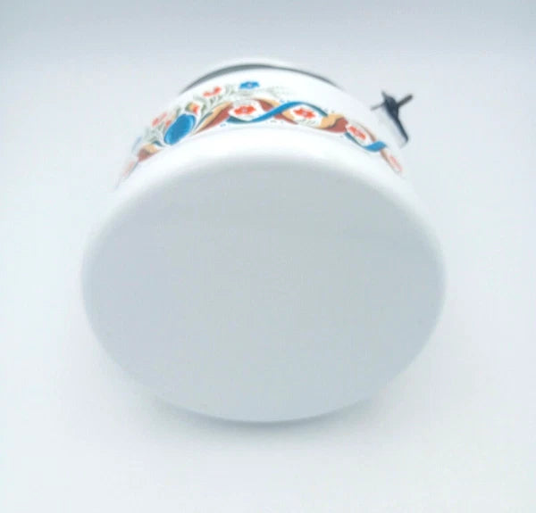 Vintage Berggren Swedish Folk Art  Enamelware Floral Handled Tea Pot Tea Kettle