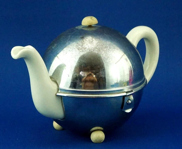 BAUSCHER WEIDEN Thermal teapot 1900 porcelain metal Germany Decò XX
