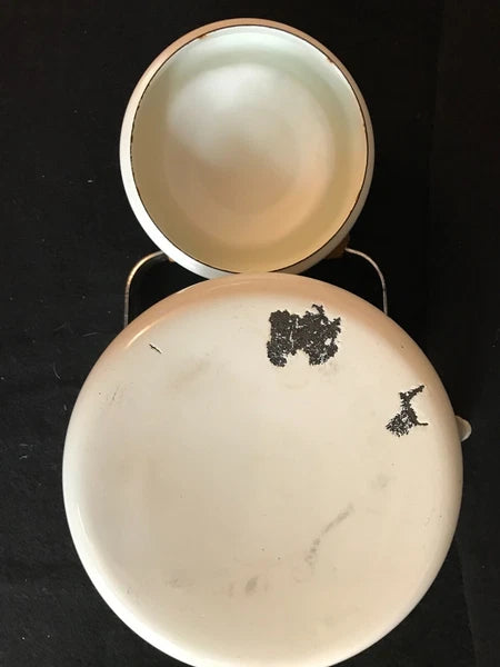 Unusual Quimper Enamel Tea Kettle,Tea Pot  French Peasants, Wood & Metal Handle