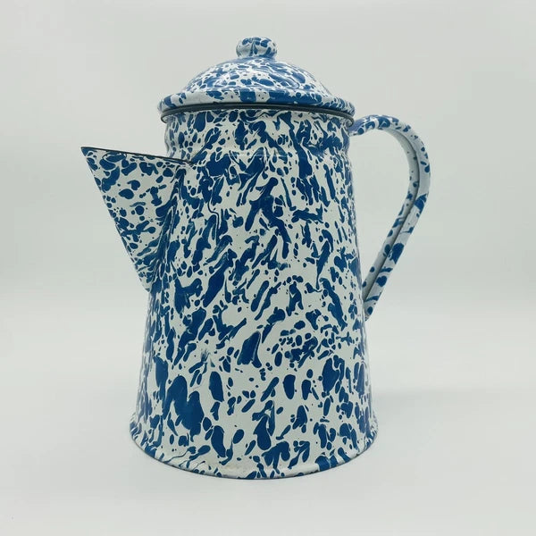 CGS International Inc. Fine Enamelware Blue white 8.5in Tea Pot 1986