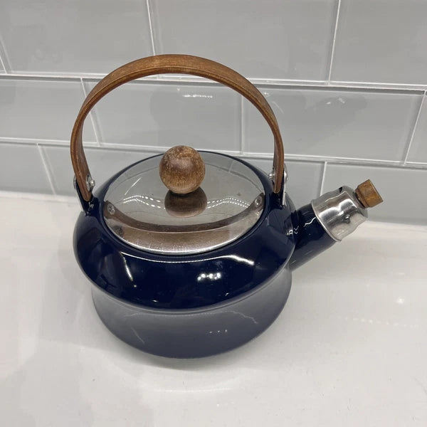 Vintage Towle Co. National Housewares 1987 Dark Blue Enamelware Teapot