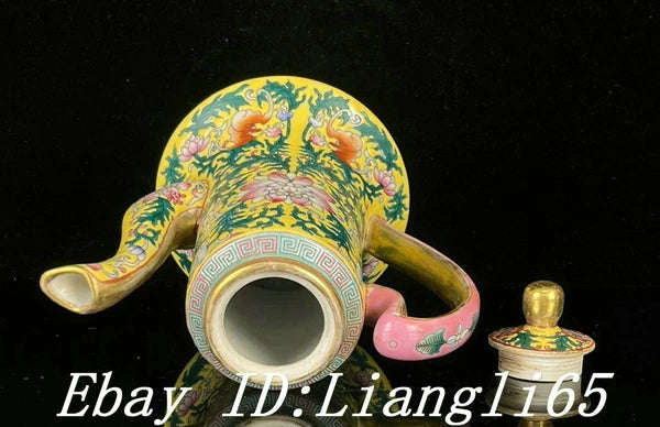 5.7'' Old Dynasty Enamel Color Porcelain Gilt Flower Bat Wine Tea Pot Flagon-