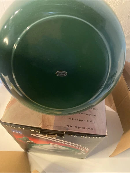 NEW EKCO TEA KETTLES Style Enamel on Steel Royal Green Whistling 2.5 Qt Ekco VTG
