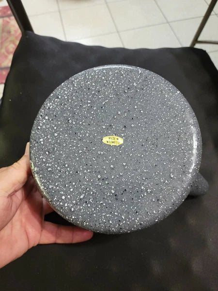 Gray Enamel Metal Teapot Tea Kettle Wood Handle Rooster Whistler