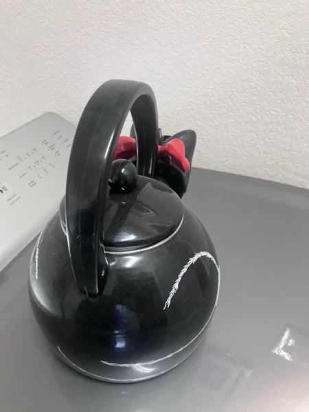 Vintage 1995 Ancona Black & White Cat Bow Tea Kettle Teapot