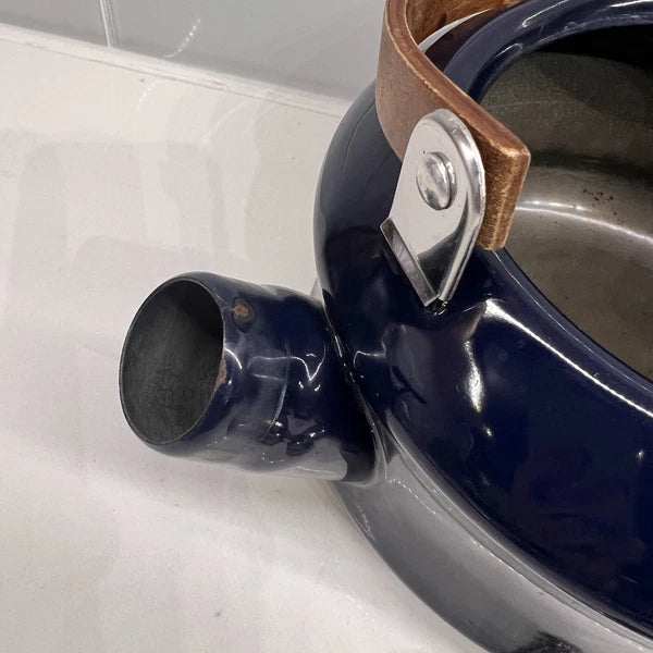 Vintage Towle Co. National Housewares 1987 Dark Blue Enamelware Teapot