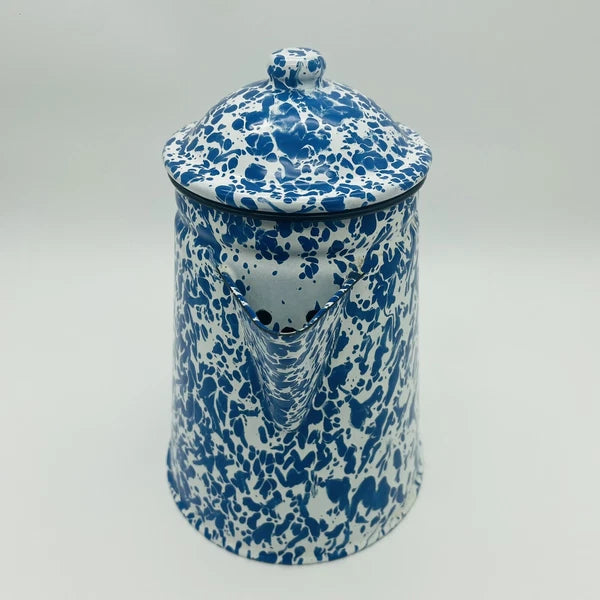 CGS International Inc. Fine Enamelware Blue white 8.5in Tea Pot 1986