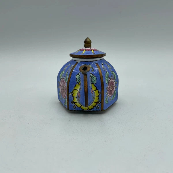Collectible Enamel Teapot with Wood Box, Amanda Smith Gifts