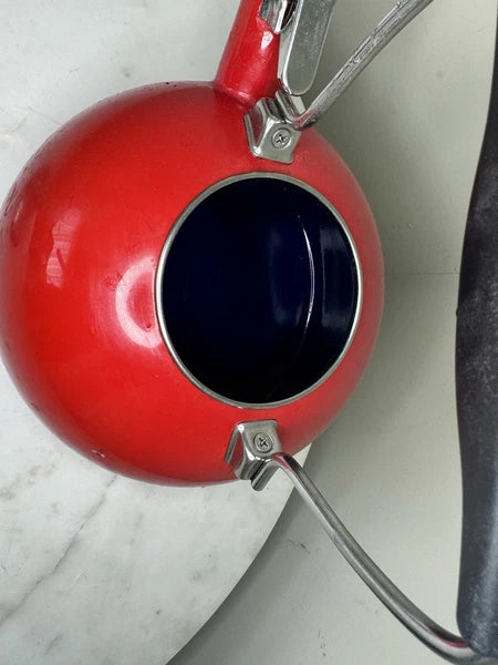 Chantal Whistling Tea Kettle Pot Red Enamel Steel Brushed Stainless Lid 2 Qt