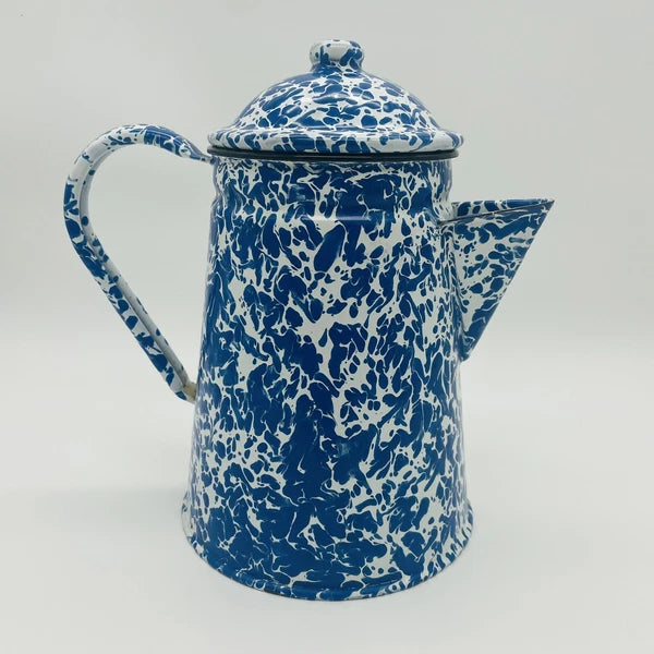 CGS International Inc. Fine Enamelware Blue white 8.5in Tea Pot 1986