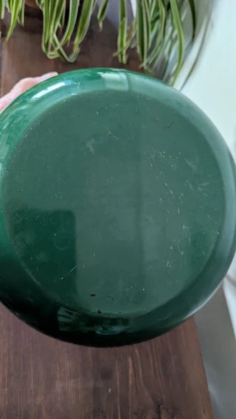 Vintage Retro Hunter Green Enamel Tea Kettle with Black Plastic Handle Nice