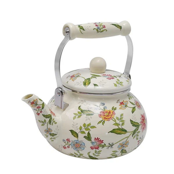 Colorful Water Kettle, Porcelain Enamel Tea Kettle 2.5L, Retro Classic Design...