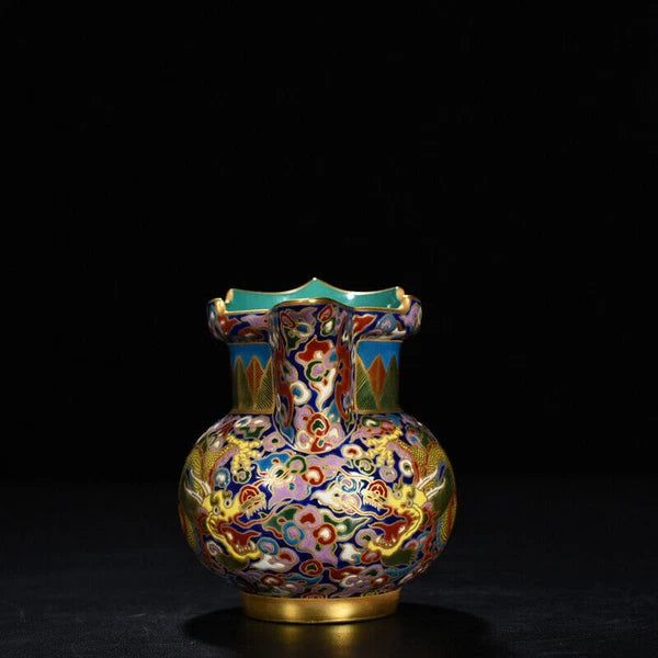 4.8" Chinese antique Qing Dynasty Qianlong Enamel Dragon pattern Monk hat pot